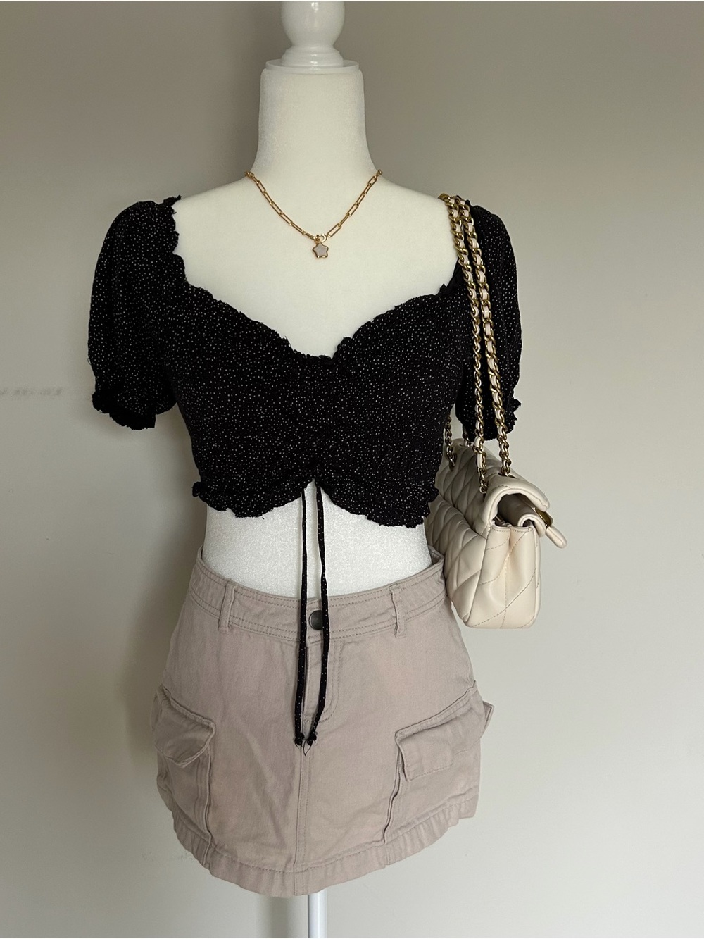 Urban Outfitters Black Ruched Crop Top